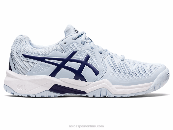 escuela de grado 8 de resolución de gel Asics 4L684441 cielo suave/azul marino
