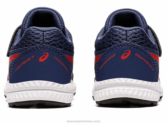 competir 7 tamaño del niño Asics 4L684390 océano profundo/rojo clásico