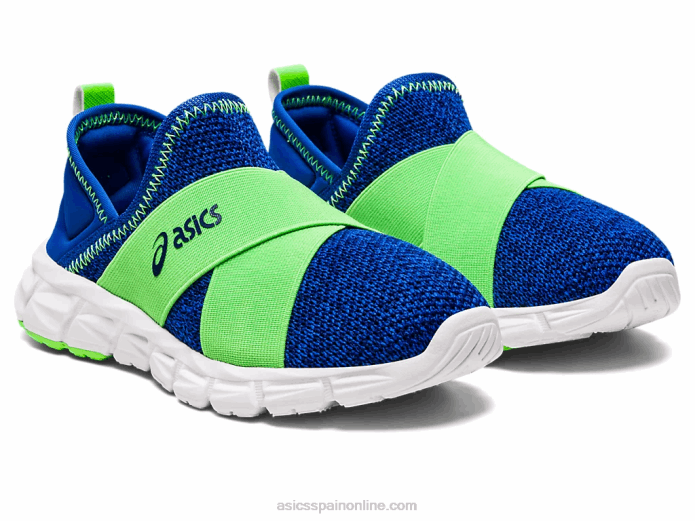 preescolar sin cordones de lyte cuántico Asics 4L684437 gecko ilusión azul/verde