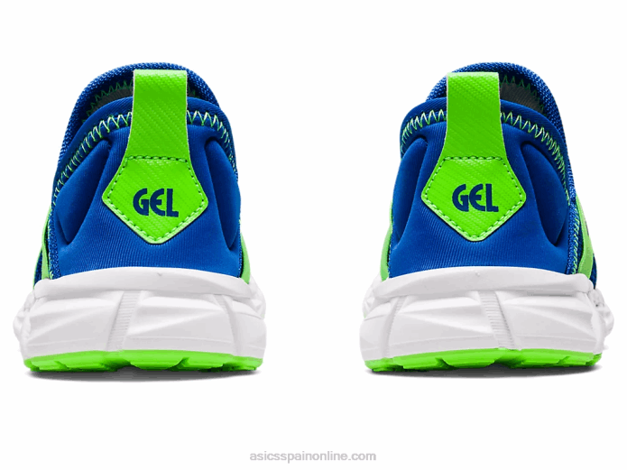 preescolar sin cordones de lyte cuántico Asics 4L684437 gecko ilusión azul/verde